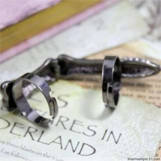 Hot sell Vintage Adjust Double Bendable punk Black claw Ring  