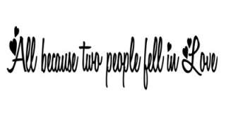   Two People Fell In Love Wall Quote Decal Home Decor Quotes GIFT IDEA