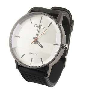 Como Black White Soft Plastic Watchband Sport Wristwatch for Men Women 