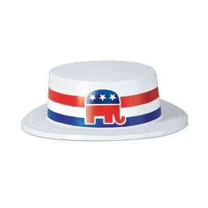  Company Skimmer Hat with Republican Elephant Band / Red/White/Blue