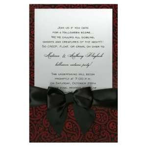  Enticing Skulls Red with Black Bow Halloween Invitations 