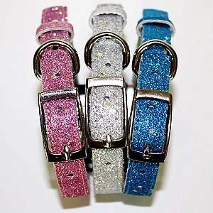  Hows Your Dog Super Star Party Glitter Leather Dog Collar 
