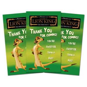 10 LION KING Movie Birthday Party THANK YOU TAGS  