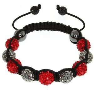   Out Hip Hop 5 Red & 4 Black Disco Ball Adjustable Bracelet Jewelry