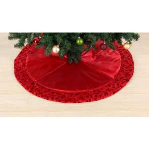  Country Living Vintage Christmas 52in Tree Skirt Red Satin 