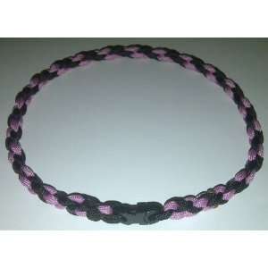    Paracord Survival Necklace Pink & Black Twisted