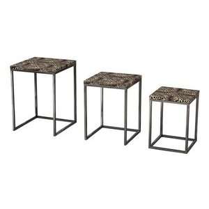   129 1029/S3 Set Of 3 Leopard Print Stacking Tables