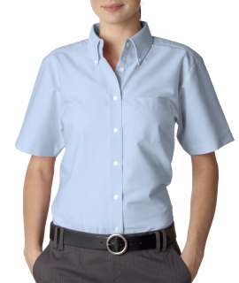UltraClub Ladies Wrinkle Free Short Sleeve Oxford Shirt 8973  