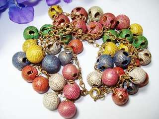 1930s Early MIRIAM HASKELL Colorful Triple Strand Metal Bead 