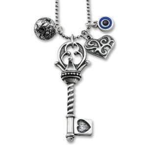   Charm Necklace with Evil Eye and Multiple Charms West Coast Jewelry