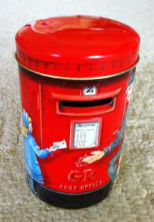 Vintage English Post Box Money Bank Tin  