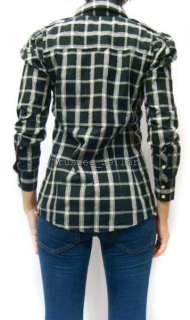 NWT Juicy Couture Chic Black Flannel Plaid Shirt Top  