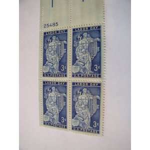  Plate Block of 4, $0.3 Cent US Postage Stamps, Labor Day 