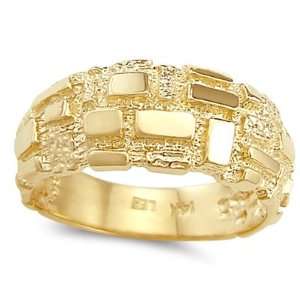  Mens Nugget Ring 14k Yellow Gold Pinky Fashion Band, Size 
