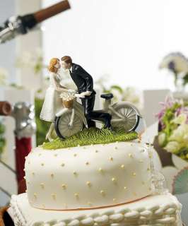Romantic Bicycle Ride Kissing Bride & Groom Wedding Cake Top Topper 