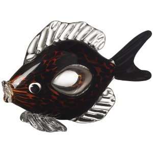   Amber and White Blown Glass Fish III Sculpture