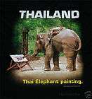 Thai Elephant Painting Black T Shirt / Size L