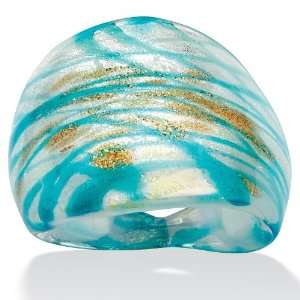    PalmBeach Jewelry Blue and Gold Colored Glass Ring Jewelry