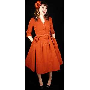 BRAND NEW BETTIE PAGE QUEEN RUST DRESS SIZE M 3X CLOSE OUT SALE 