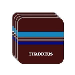 Personal Name Gift   THADDEUS Set of 4 Mini Mousepad Coasters (blue 