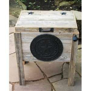  TEXAS Black Seal Cooler Hand Made Weathered Wood Outdoor Ice Chest 