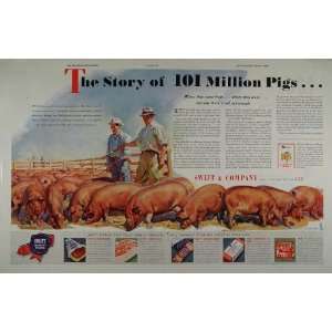   Pen Lot Hog Pork Swift Meat WW2   Original Print Ad