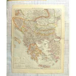   ANTIQUE MAP c1900 BALKAN PENINSULA MOREA CRETE GREECE