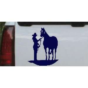 Navy 18in X 14.8in    Cowgirl with Horse Western Car Window Wall 