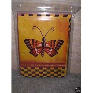  8 Country Butterfly Checkerboard Note Cards w/ Envelopes 