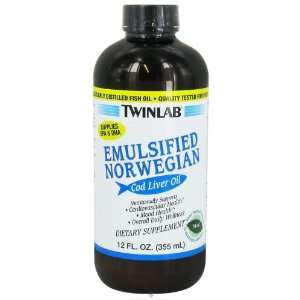 TwinLab Fish & Marine Oils Emulsified Cod Liver Oil, Mint Flavored 12 