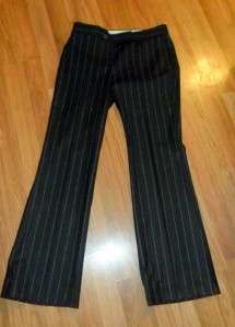 THEORY Unlined Black Pinstripe Wool Stretch Pants Sz 0  