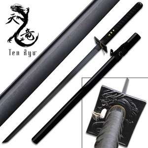 Ten Ryu Knight Black Cord Damascus Ninja Katana Sword TR 017BD  