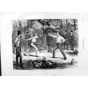  1874 PARIS FRANCE DUEL BOIS DE BOULOGNE MEN FIGHTING