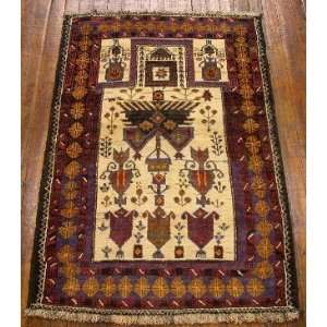   Knotted Balouch. prayer rug Persian Rug   46x211