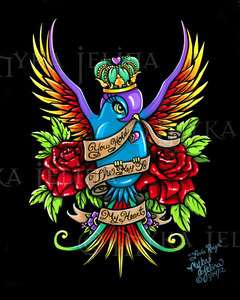Swallow Queen Roses Tattoo Art 13x19 Print Loves Reign  