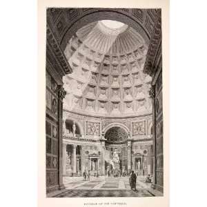  Engraving (Photoxylograph) Pantheon Rome Italy Ancient Roman Oculus 