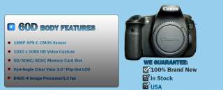 Canon EOS 60D SLR & 28 80 75 300 Lens 16GB Kit NEW USA 678881649405 