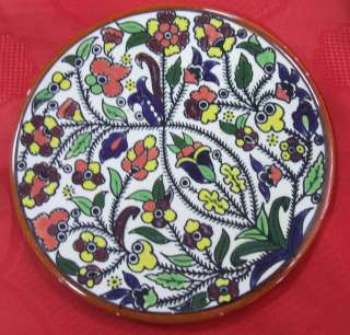   jerusalem 1970s hand made plate by tamimi Colorful flowers  