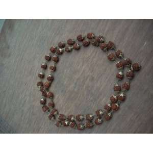  Mala of 108 + 1 Beads with Silver Caps with Rudraksha Bead Japa Mala 