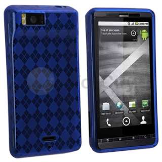 For Motorola Droid X 4 Smoke Blue Cover Skin Case+Battery+Charger+LCD 