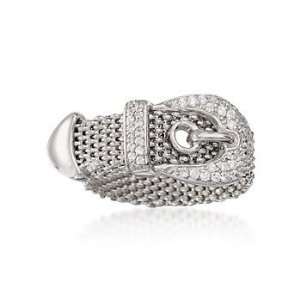    Italian Sterling Silver .45 ct. t.w. CZ Buckle Ring Jewelry