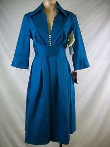 New Women DONNA RICCO Blue Jay 3/4 Sleeve Dress 10 NWT  
