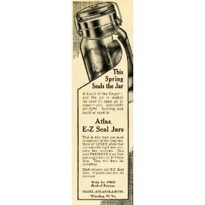  1913 Ad Hazel Atlas Green Glass EZ Seal Jars Canning Food 