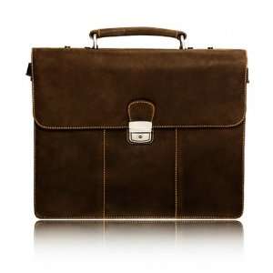   Oil Tanned Leather Briefcase with Strap and Lock