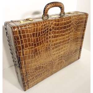 Fine Italian Leather Classical Attache Croco Legal Briefcase 