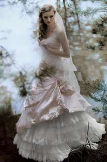   White/pink Wedding Dress Bridal Gown Size New Free Veil♥  