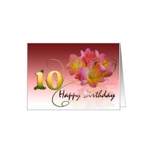  Happy 10th Birthday Oleander Flower curly coil pink flower 