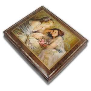  Two Young Girl Friends Theme Inlaid Ercolano Music Box 