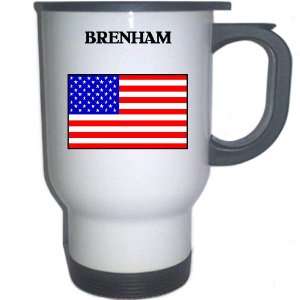  US Flag   Brenham, Texas (TX) White Stainless Steel Mug 