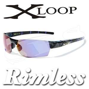 XLOOP Sunglasses Shades Mens Rimless Black Blue  